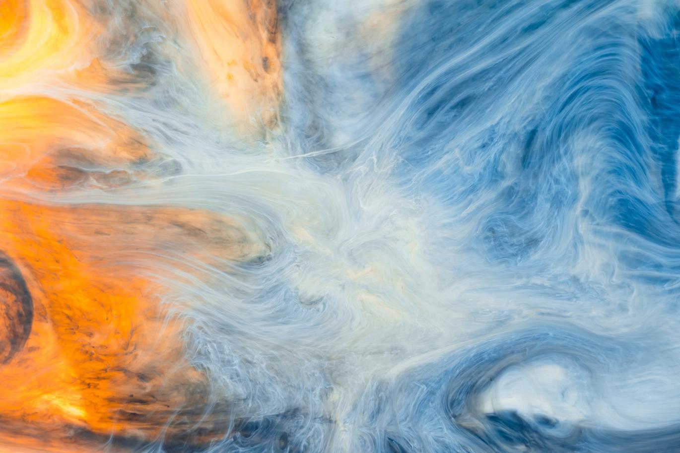 Swirling blue and orange