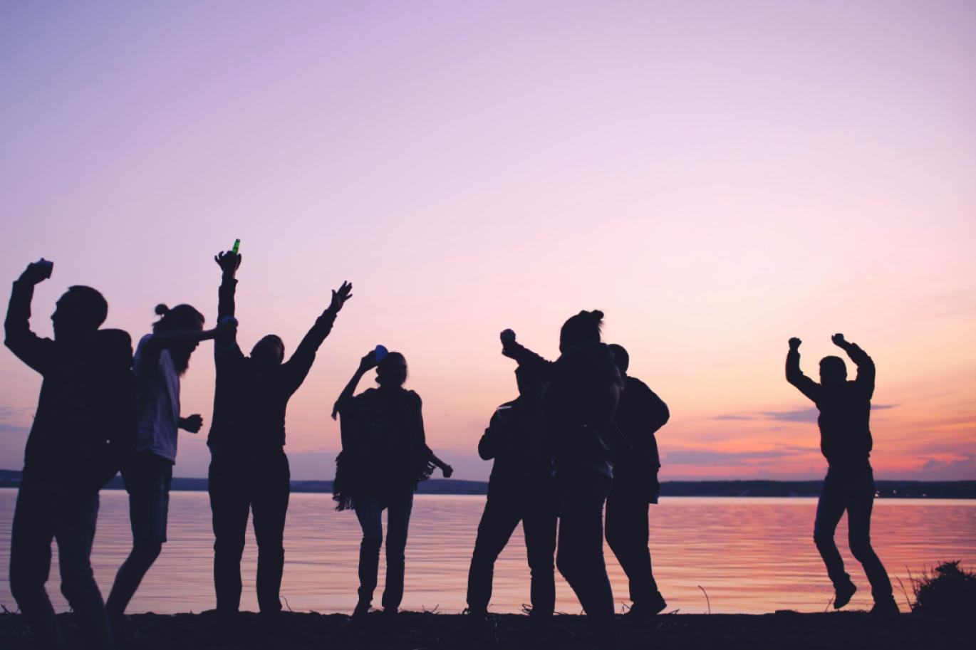 Silhouettes on the beach